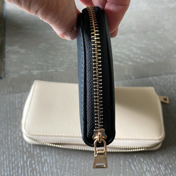 Bone PINK  wallet with cards and compartments & rose gold zipper . - Picture 6 of 6